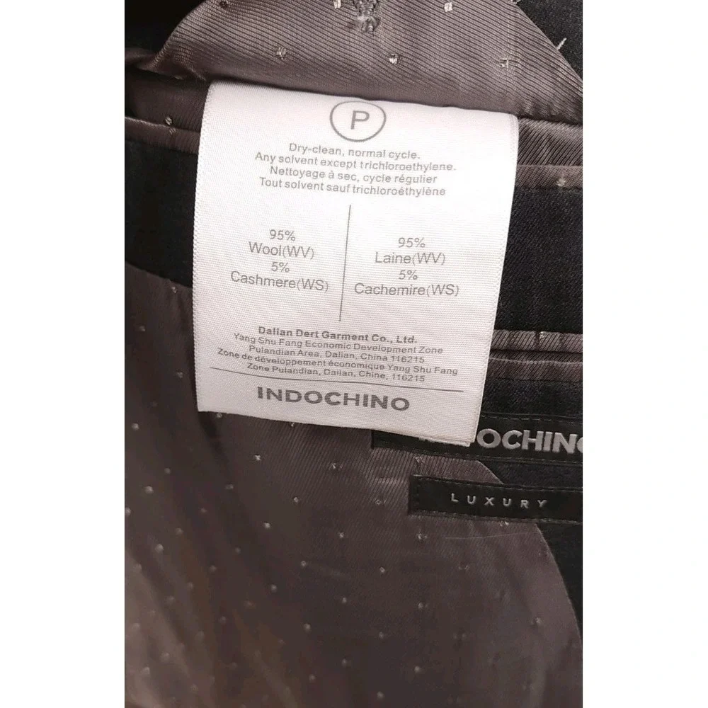 Indochino Luxury Mens 38R Blazer Solid Gray Wool Cashmere Sport Coat Jacket